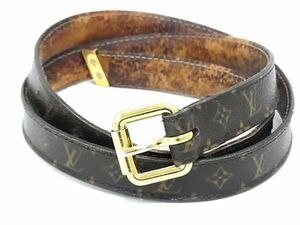 1円 LOUIS VUITTON ルイヴィトン M9290 モノグラム サンチュール ゴールド金具 ベルト レディース メンズ ブラウン系 BK0328