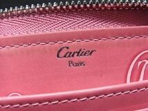 1円 Cartier カルティエ ハッピーバースデー パテントレザー ラウンドファスナー 長財布 ウォレット 札入れ 小銭入れ ピンク系 AW4054_画像5