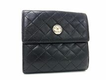 1円 CHANEL シャネル ココマーク マトラッセ ラムスキン 二つ折り 財布 ウォレット 札入れ 小銭入れ レディース ブラック系 AW4286_画像1