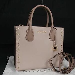 1円 ■極美品■ MICHAEL KORS マイケルコース レザー スタッズ 2WAY ハンドバッグ ショルダーバッグ 斜め掛けかばん ピンク系 FC1304の画像1