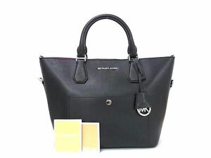 1円 ■美品■ MICHAEL KORS マイケルコース レザー ハンドバッグ トートバッグ レディース ブラック系 FC1374