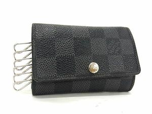 1円 ■美品■ LOUIS VUITTON ルイヴィトン N62662 ダミエグラフィット ミュルティクレ6 6連 キーケース 鍵入れ メンズ ブラック系 FC1962