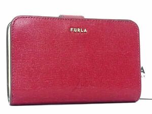 1円 ■美品■ FURLA フルラ レザー 二つ折り 財布 ウォレット 札入れ 小銭入れ レディース レッド系 FB0099