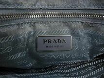 1円 PRADA プラダ キャンバス ハンドバッグ ミニトートバッグ レディース ライトブルー系 BF6892_画像6