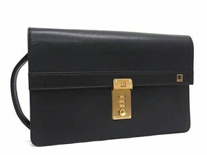 1円 ■美品■ dunhill ダンヒル レザー ダイヤルロック式 セカンドバッグ クラッチバッグ メンズ ブラック系 BK0610