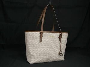 1円 ■極美品■ MICHAEL KORS マイケルコース PVC ハンドバッグ トートバッグ ショルダーバッグ レディース アイボリー系 BK0674