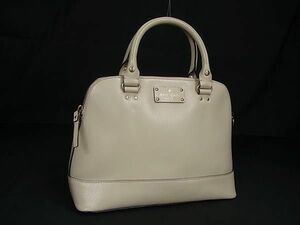 1円 ■美品■ kate spade ケイトスペード レザー ハンドバッグ トート レディース アイボリー系 BK0673