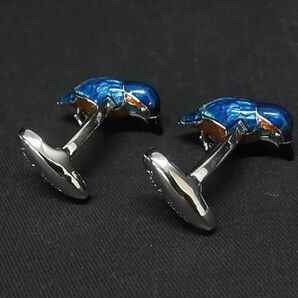 1円 ■美品■ Paul Smith ポールスミス バード 鳥 カフス カフリンクス アクセサリー メンズ ブルー系×オレンジ系 AV5732の画像2