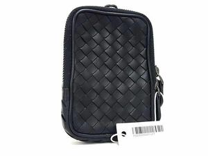 1円 ■美品■ BOTTEGA VENETA ボッテガヴェネタ イントレチャート レザー マルチポーチ シガレットケース タバコケース ブラック系 AV7688