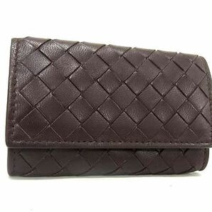 1円 ■極美品■ BOTTEGA VENETA ボッテガヴェネタ イントレチャート レザー コインケース コインパース 小銭入れ ブラウン系 AV7696の画像1