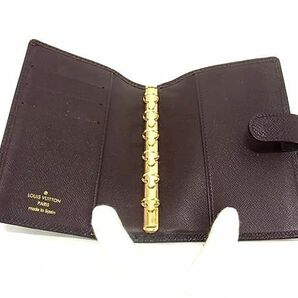 1円 LOUIS VUITTON ルイヴィトン R20416 タイガ アジェンダPM 6穴式 手帳カバー スケジュール帳 アカジュー ボルドー系 AV8463の画像3