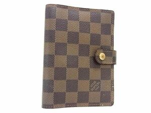 1円 ■美品■ LOUIS VUITTON ルイヴィトン R20700 ダミエ アジェンダPM 6穴式 手帳カバー スケジュール帳 ブラウン系 AV7768