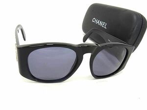 1円 ■美品■ CHANEL シャネル 01450 94305 ココマーク マトラッセ サングラス メガネ 眼鏡 ブラック系×レンズ クリアブルー系 AV8437