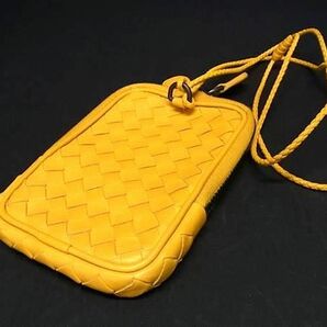 1円 ■美品■ BOTTEGA VENETA ボッテガヴェネタ イントレチャート レザー マルチポーチ 小物入れ レディース メンズ イエロー AV8232の画像3