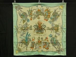 1円 ■極美品■ HERMES エルメス LES FETES DU ROI SOLEIL【太陽王の祝典】カレ90 シルク100% 大判 スカーフ マルチカラー AV9617