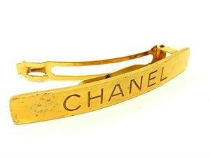 1円 CHANEL シャネル ロゴ バレッタ ヘアアクセサリー レディース ゴールド系 BK0329