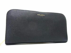 1円 ■美品■ SAINT LAURENT サンローラン レザー ラウンドファスナー 長財布 ウォレット 小銭入れ 札入れ レディース ブラック系 FC1793