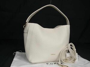 1円 ■美品■ FURLA フルラ カプリッチョ レザー クロスボディ 2WAY ショルダーバッグ 肩掛けかばん レディース ホワイト系 FC1655