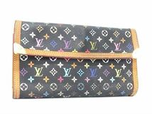 1円 LOUIS VUITTON ルイヴィトン M92658 モノグラムマルチカラー ポルトトレゾール インターナショナル 長財布 ブラック系 AY0710_画像1