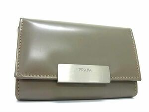 1円 ■美品■ PRADA プラダ パテントレザー 6連 キーケース 鍵入れ メンズ レディース グレージュ系 AY0723