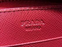 1円 PRADA プラダ サフィアーノレザー ラウンドファスナー 長財布 ウォレット 札入れ 小銭入れ レディース ピンク系 FB0070_画像5