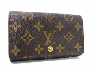 1円 LOUIS VUITTON ルイヴィトン モノグラム ポルトモネビエ トレゾール 二つ折り 財布 ウォレット レディース メンズ ブラウン系 FB0088