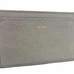 1円 CELINE セリーヌ レザー パスケース カードケース 定期入れ レディース メンズ グレージュ系 DA6735の画像1