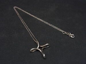 1円 TIFFANY＆Co ティファニー エルサペレッティ オープンクロス SV925 ネックレス ペンダント アクセサリー シルバー系 AQ5371