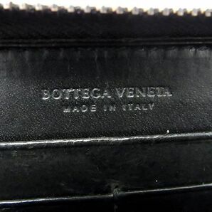 1円 ■美品■ BOTTEGA VENETA ボッテガヴェネタ イントレチャート レザー ラウンドファスナー 長財布 ウォレット ブラック系 AV9902の画像5
