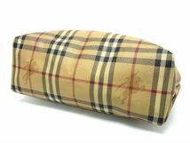 1円 BURBERRY バーバリー ノバチェック PVC×レザー トートバッグ ハンドバッグ レディース ライトブラウン系×ボルドー系 AW3433_画像4