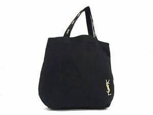 1円 ■美品■ YVESSAINTLAURENT イヴサンローラン キャンバス ハンドバッグ トートバッグ レディース メンズ ブラック系 CC2310