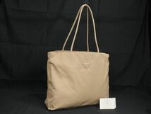 1円 ■美品■ PRADA プラダ B4681 テスートナイロン ハンドバッグ トートバッグ ショルダー 肩掛けかばん レディース ベージュ系 AZ1166_画像1