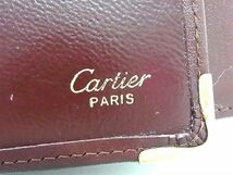 1円 ■美品■ Cartier カルティエ マストライン レザー がま口 三つ折り 財布 ウォレット 札入れ レディース ボルドー系 AX6038_画像6