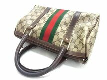 1円 GUCCI グッチ オールドグッチ ヴィンテージ シェリーライン PVC×レザー トートバッグ ハンドバッグ レディース ベージュ系 BK0672_画像3