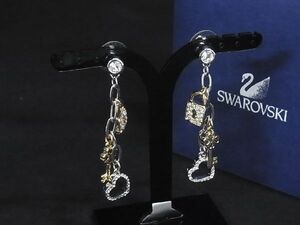 ■新品■未使用■ SWAROVSKI スワロフスキー ラインストーン ハート カデナ キー ピアス アクセサリー シルバー系×ゴールド系 AH3067キZ