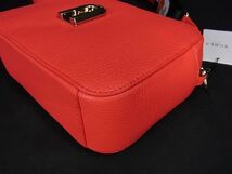 1円 ■極美品■ FURLA フルラ スリーク ミニ レザー ショルダーバッグ クロスボディ 斜め掛け レディース レッド系 BG1410_画像7