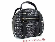 1円 ■新品■未使用■ GUESS ゲス ツイード×レザー 3WAY ハンドバッグ ショルダー リュックサック バックパック ブラック系 AN9887_画像1