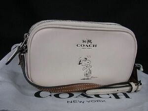 1円 ■新品■未使用■ COACH コーチ F65195 ピーナッツコラボ スヌーピー レザー クロスボディ ショルダーバッグ アイボリー系 AR5528