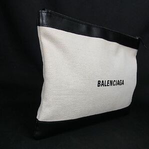 1円 ■極美品■ BALENCIAGA バレンシアガ キャンバス×レザー クラッチバッグ セカンドバッグ ホワイト系×ブラック系 AQ4545の画像2