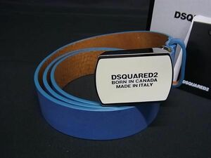 1円 ■美品■ DSQUARED2 ディースクエアード レザー ベルト 表記サイズ 85 メンズ レディース ブルー系 BI1609