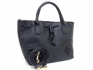 1円 ■新品■未使用■ TORY BURCH トリーバーチ レザー 2WAY ハンドバッグ ショルダーバッグ レディース ブラック系 AQ4830