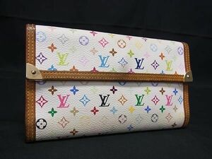 1円 LOUIS VUITTON ルイヴィトン M92659 モノグラムマルチカラー ポルトトレゾール インターナショナル 長財布 アイボリー系 BF7030