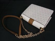 1円 ■新品■未使用■ MICHAEL KORS マイケルコース MK柄 PVC×レザー チェーン ショルダーバッグ 斜め掛け ホワイト系×ブラウン系 AQ4705_画像5