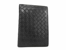 1円 BOTTEGA VENETA ボッテガヴェネタ イントレチャート レザー 手帳カバー スケジュール帳 ブックカバー ブラック系 FA2606_画像1