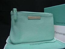 1円 ■美品■ TIFFANY＆Co ティファニー レザー マルチポーチ マルチケース 小物入れ レディース ティファニーブルー系 FA2326_画像1