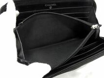 1円 ■美品■ CHANEL シャネル ココマーク キャビアスキン ラウンドファスナー 長財布 ウォレット 小銭入れ 札入れ ブラック系 AX4132_画像4