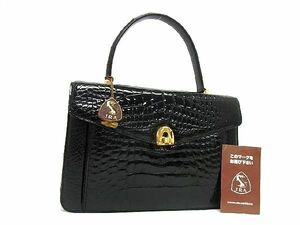 1 иен # первоклассный # подлинный товар #JRA легализация # прекрасный товар # крокодил one руль ручная сумочка ручная сумка портфель в наличии портфель оттенок черного AA9366sZ