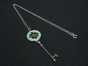 1円 ■美品■ TIFFANY＆Co ティファニー SV925 キーモチーフ ネックレス ペンダント アクセサリー シルバー系×ティファニーブルー FA3141