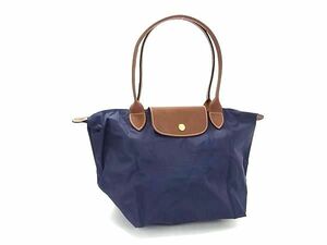 1円 ■極美品■ LONGCHAMP ロンシャン ルプリアージュ ナイロン×レザー トートバッグ ショルダー ネイビー系×ブラウン系 FC1597