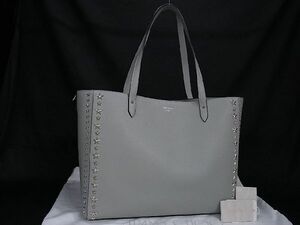 1円 ■極美品■ JIMMY CHOO ジミーチュウ ディーラン レザー スタースタッズ トートバッグ ショルダー 肩掛け グレー系 AN2335